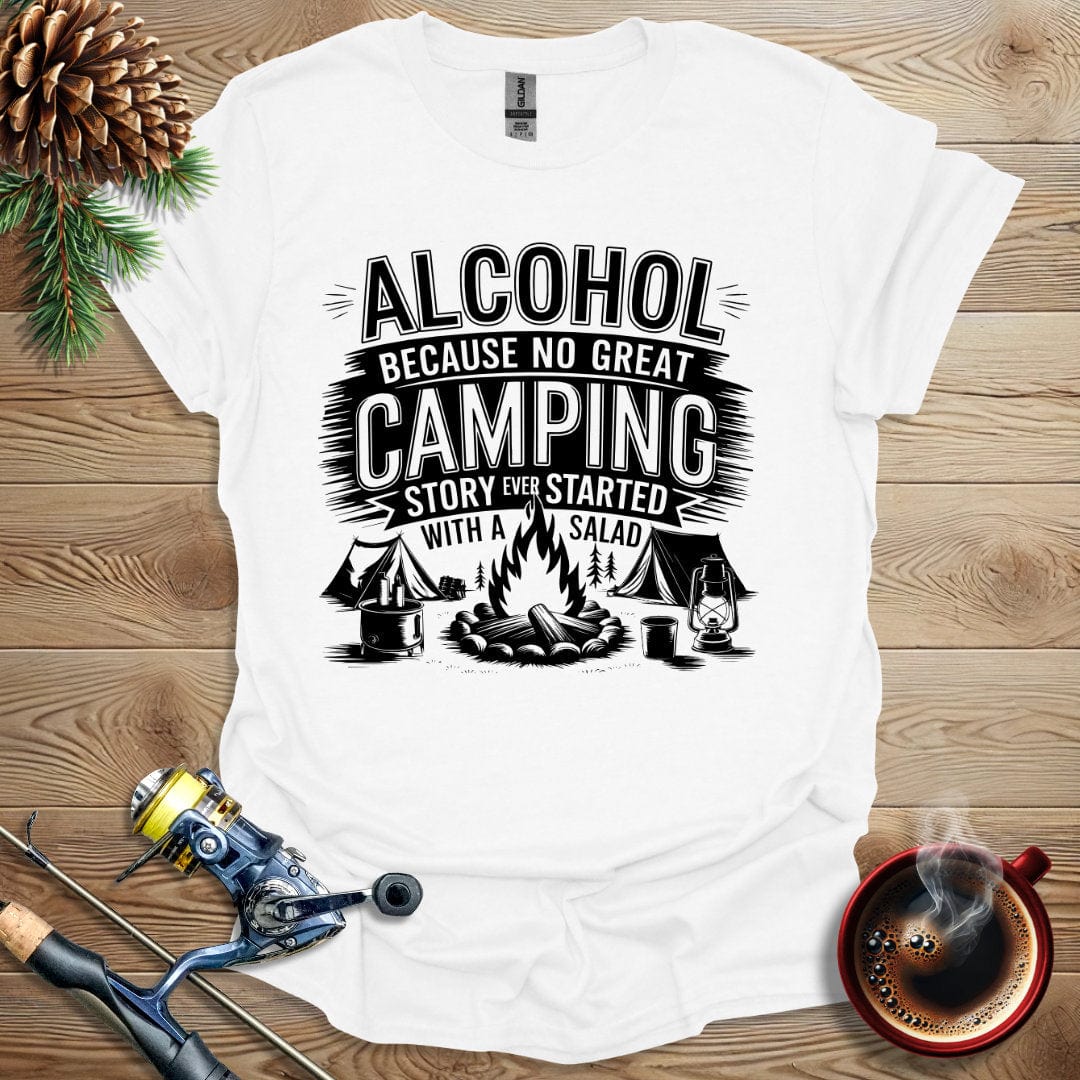 Printify T-Shirt Alcohol - No Great Camping Story - Salad T-Shirt