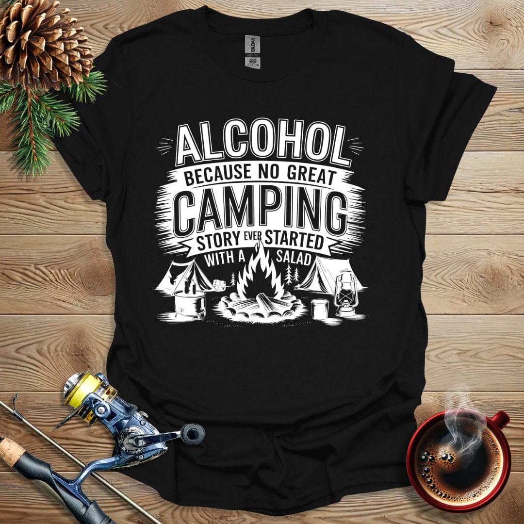 Printify T-Shirt Alcohol - No Great Camping Story - Salad T-Shirt