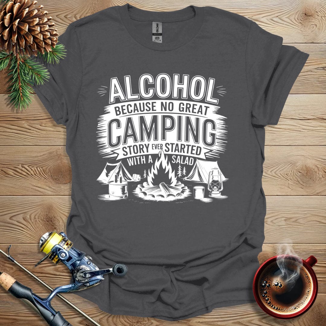 Printify T-Shirt Alcohol - No Great Camping Story - Salad T-Shirt