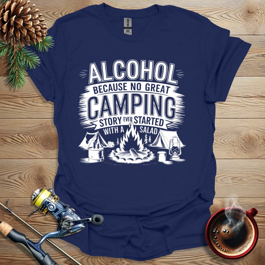 Printify T-Shirt Alcohol - No Great Camping Story - Salad T-Shirt