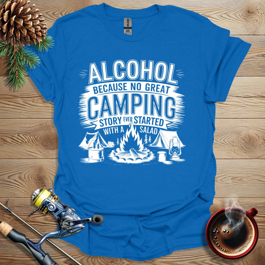 Printify T-Shirt Alcohol - No Great Camping Story - Salad T-Shirt