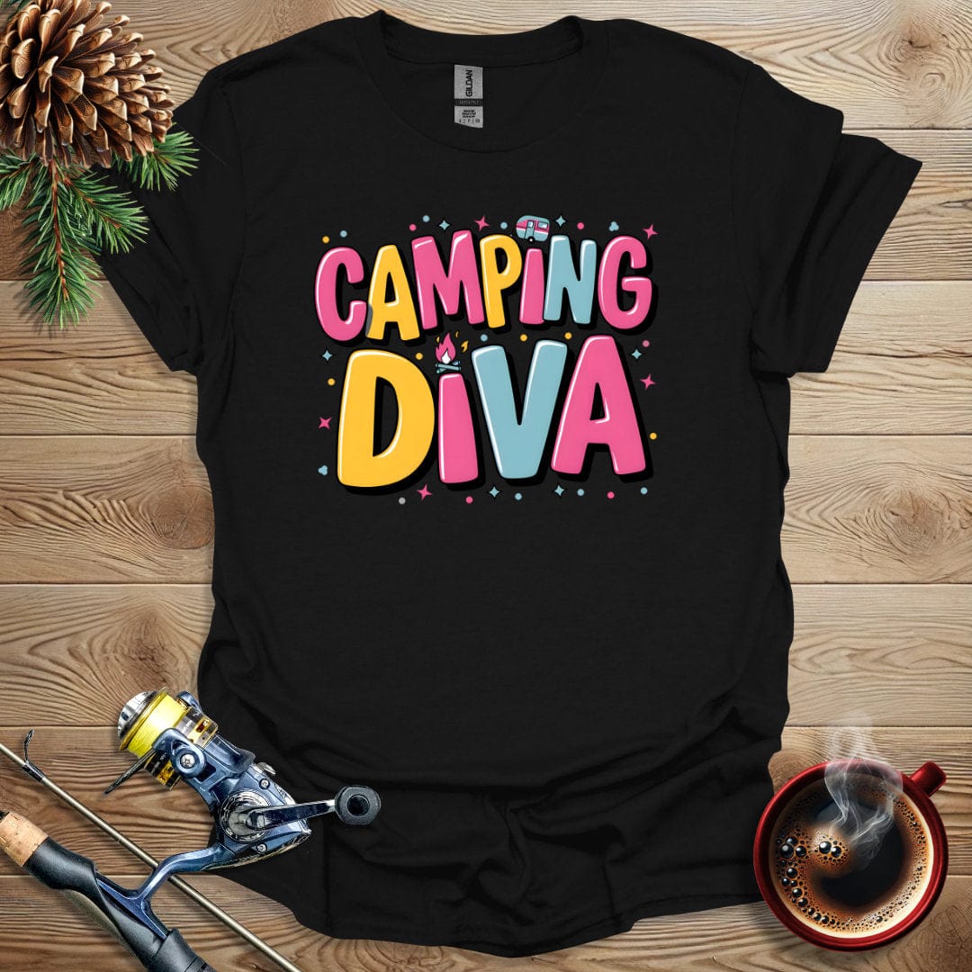 Printify T-Shirt Black / S Camping Diva T-Shirt