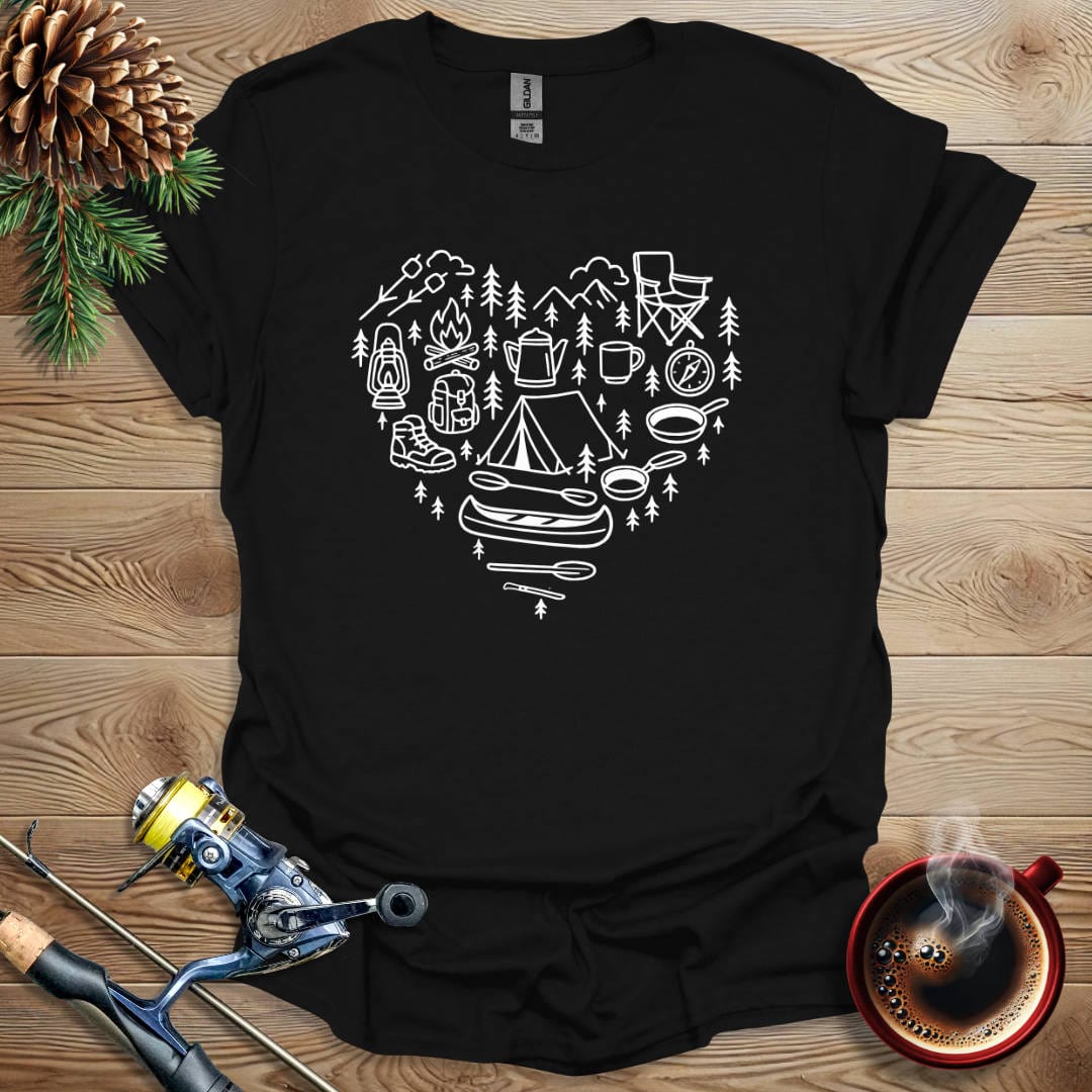 Printify T-Shirt Black / S Camping Heart T-Shirt