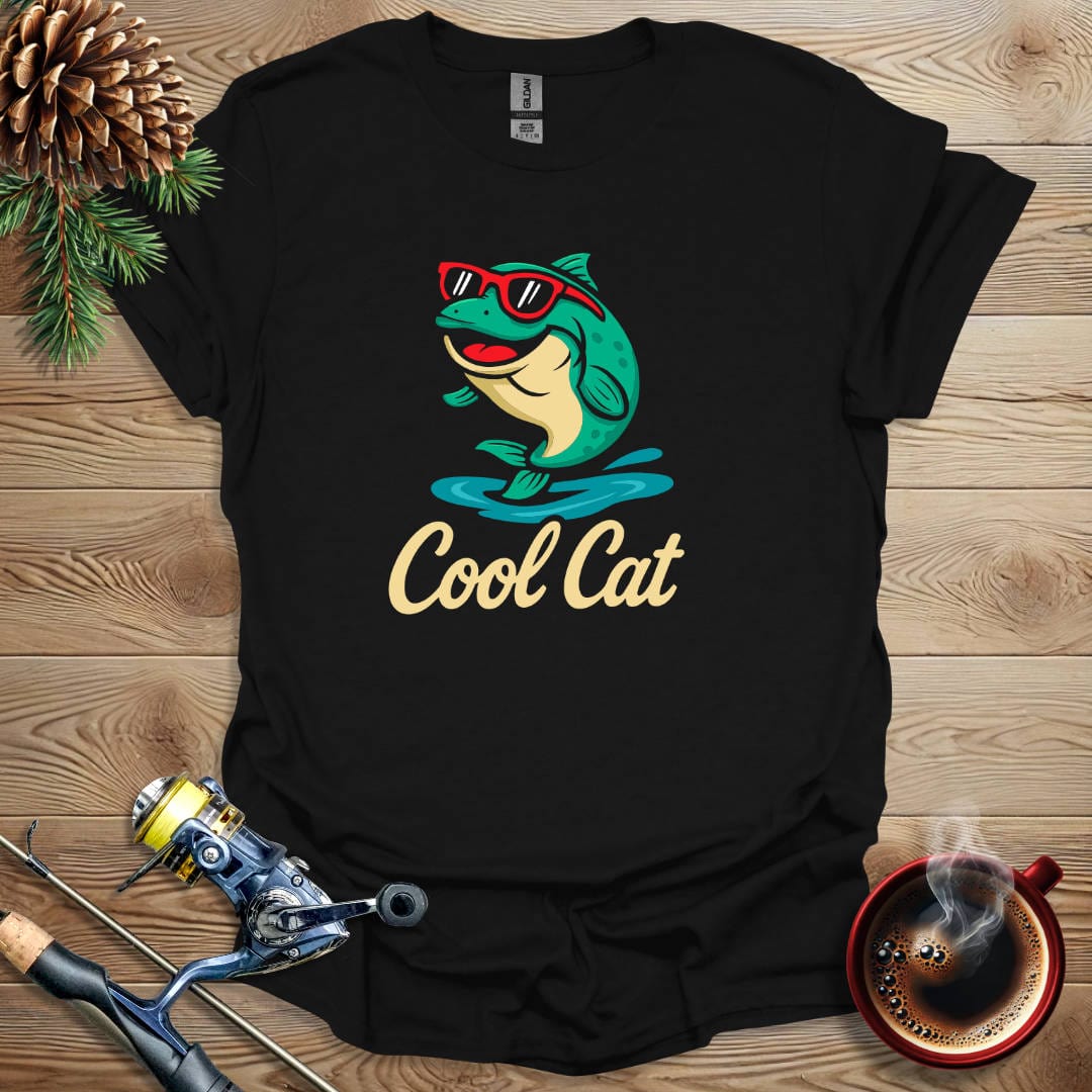 Printify T-Shirt Black / S Cool Cat T-Shirt