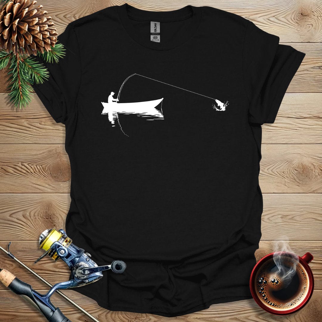 Printify T-Shirt Black / S Fishing Boat Silhouette T-Shirt