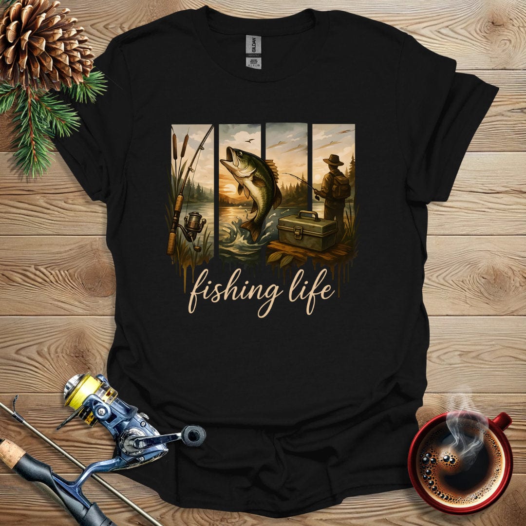 Printify T-Shirt Black / S Fishing Life T-Shirt