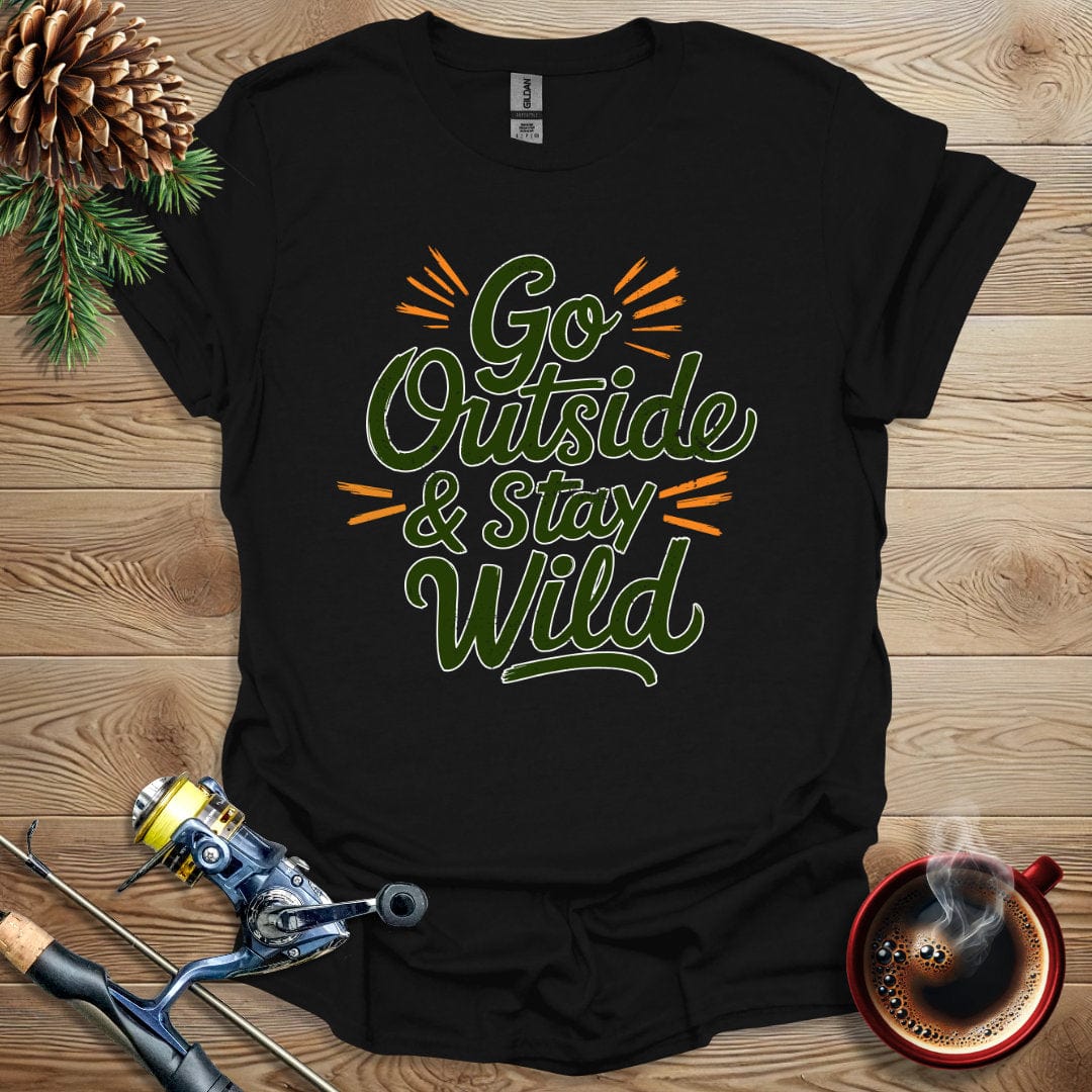 Printify T-Shirt Black / S Go Outside & Stay Wild - Text T-Shirt