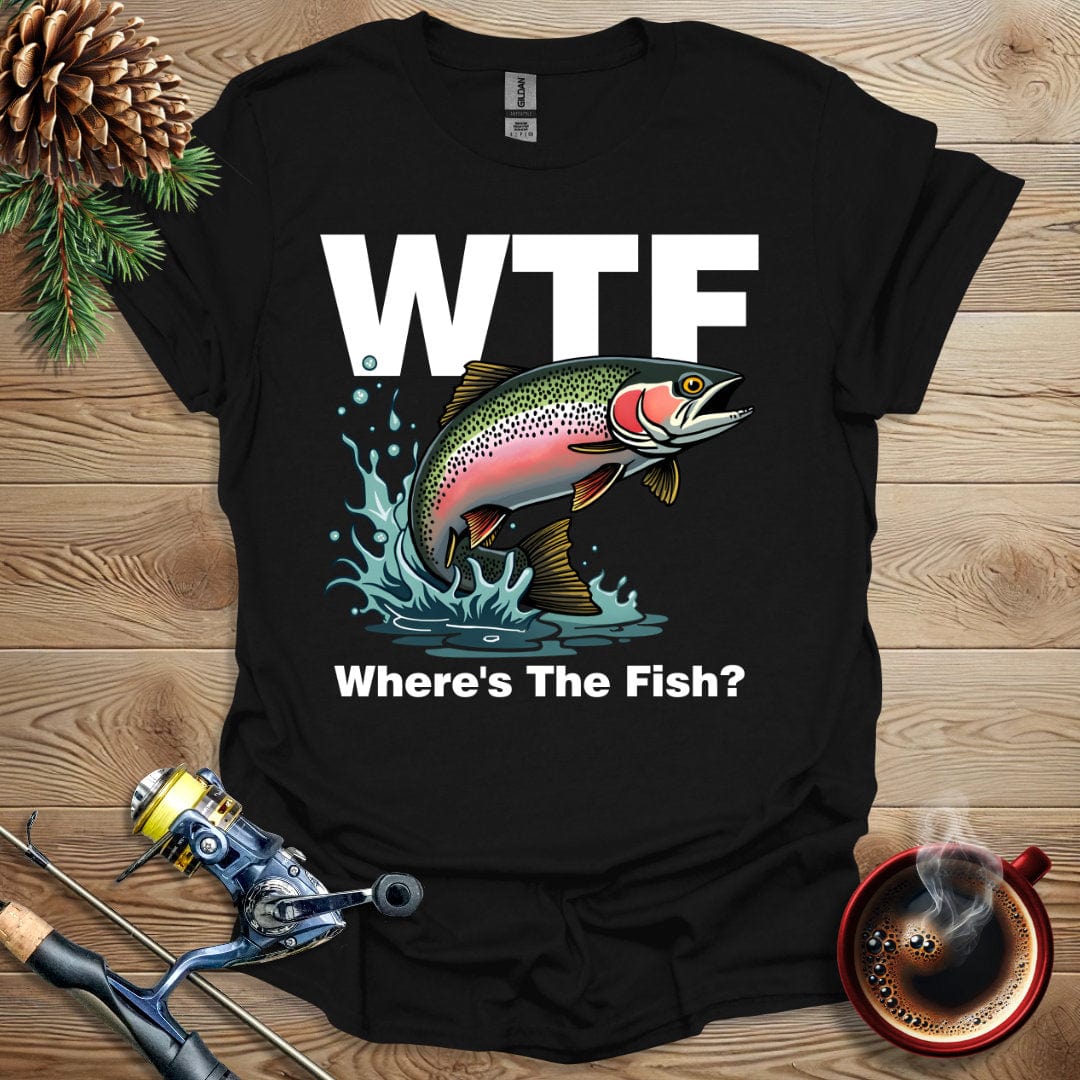 Printify T-Shirt Black / S WTF - Where's The Fish? T-Shirt