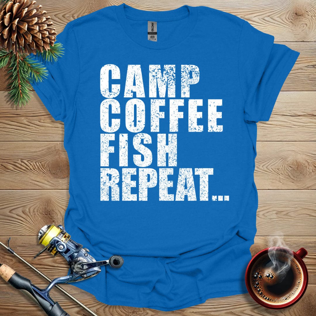 Printify T-Shirt Camp Coffee Fish Repeat T-Shirt