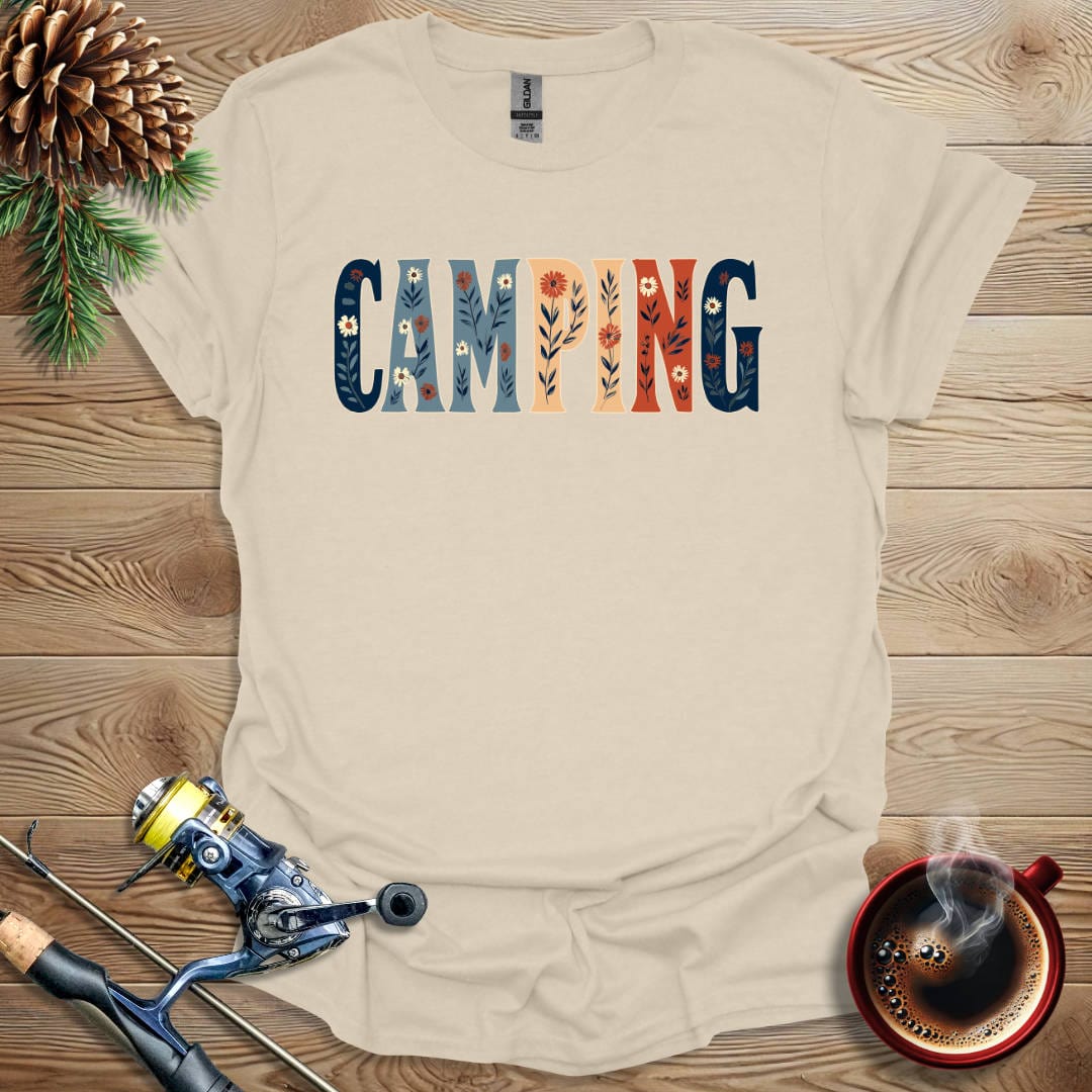 Printify T-Shirt Camping - Flower Text T-Shirt
