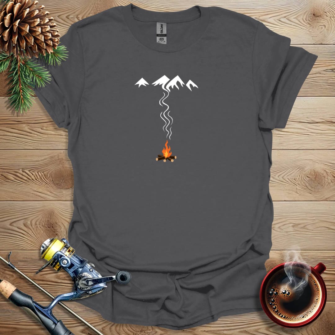 Printify T-Shirt Charcoal / S Fire Mountain T-Shirt