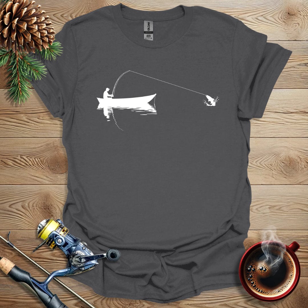 Printify T-Shirt Charcoal / S Fishing Boat Silhouette T-Shirt