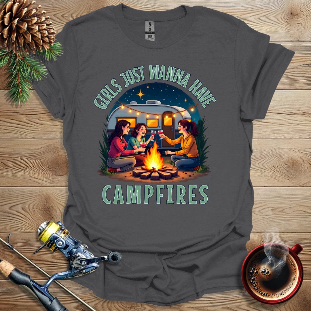 Printify T-Shirt Charcoal / S Girls Just Wanna Have Campfires T-Shirt