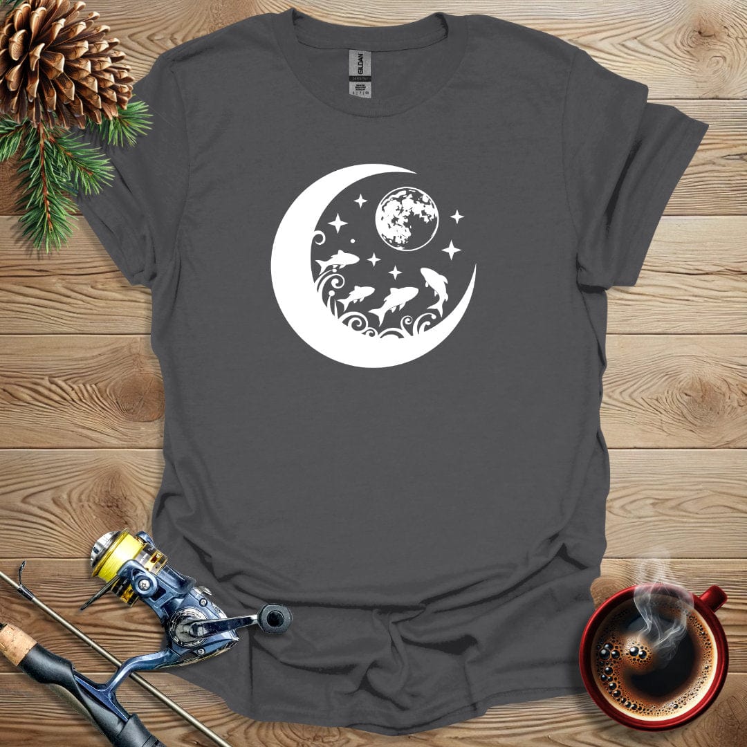 Printify T-Shirt Charcoal / S Moon Fish T-Shirt