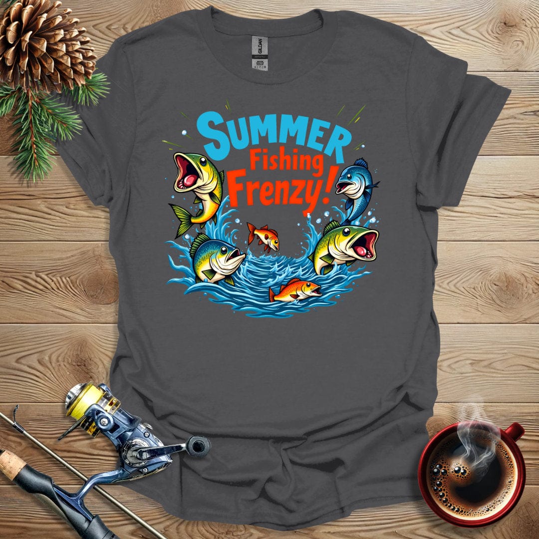 Printify T-Shirt Charcoal / S Summer Fishing Frenzy T-Shirt