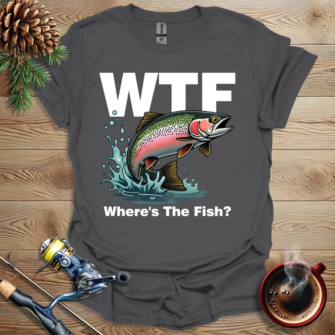 Printify T-Shirt Charcoal / S WTF - Where's The Fish? T-Shirt
