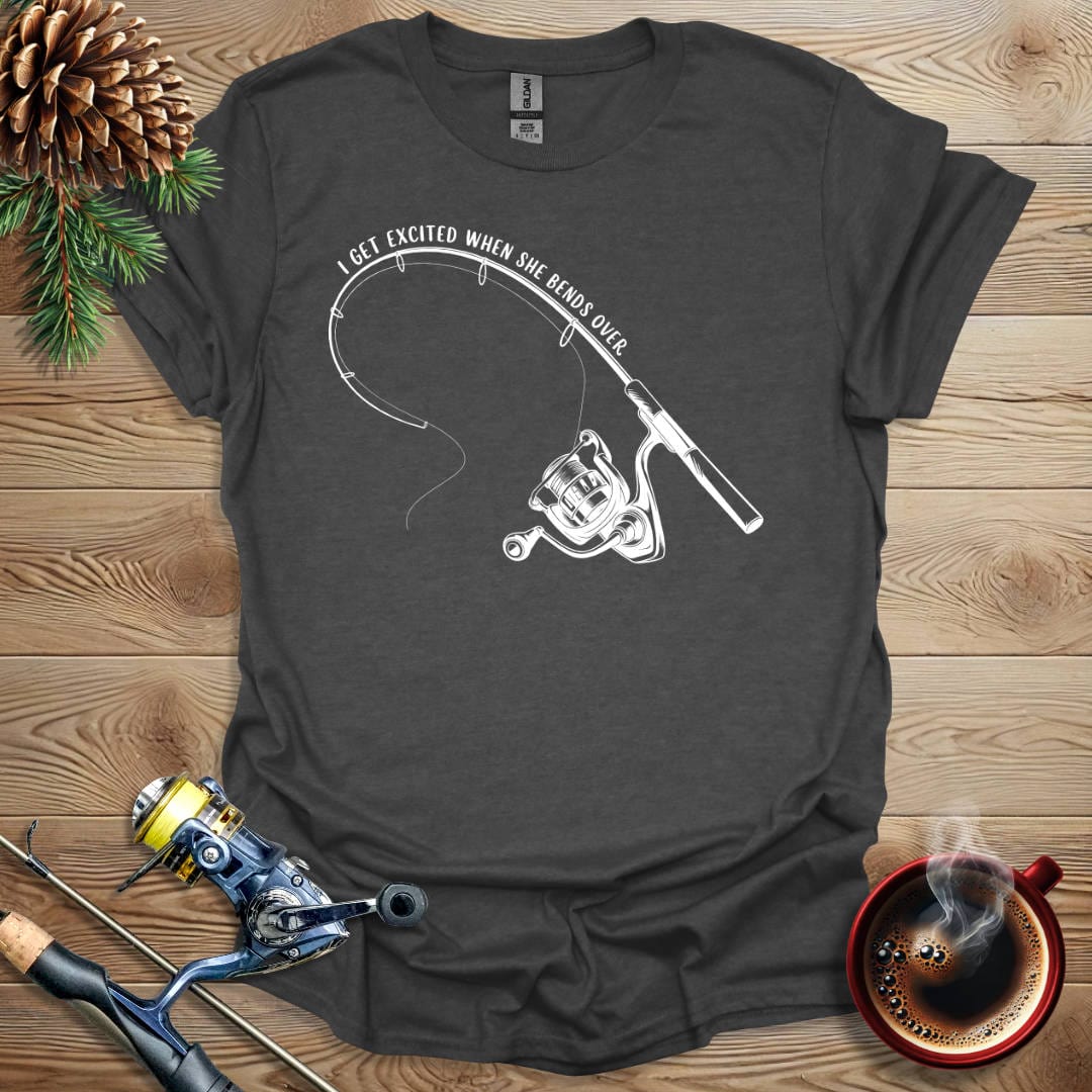 Printify T-Shirt Dark Heather / S I Get Excited When She Bends Over T-Shirt