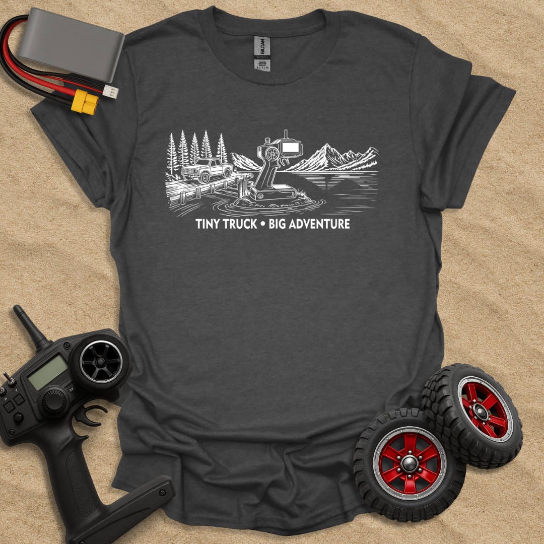 Printify T-Shirt Dark Heather / S Tiny Truck - Big Adventure T-Shirt