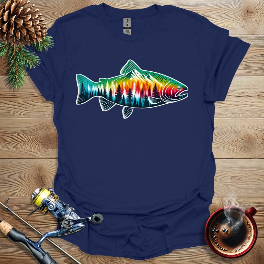 Printify T-Shirt Fish & Mountains T-Shirt