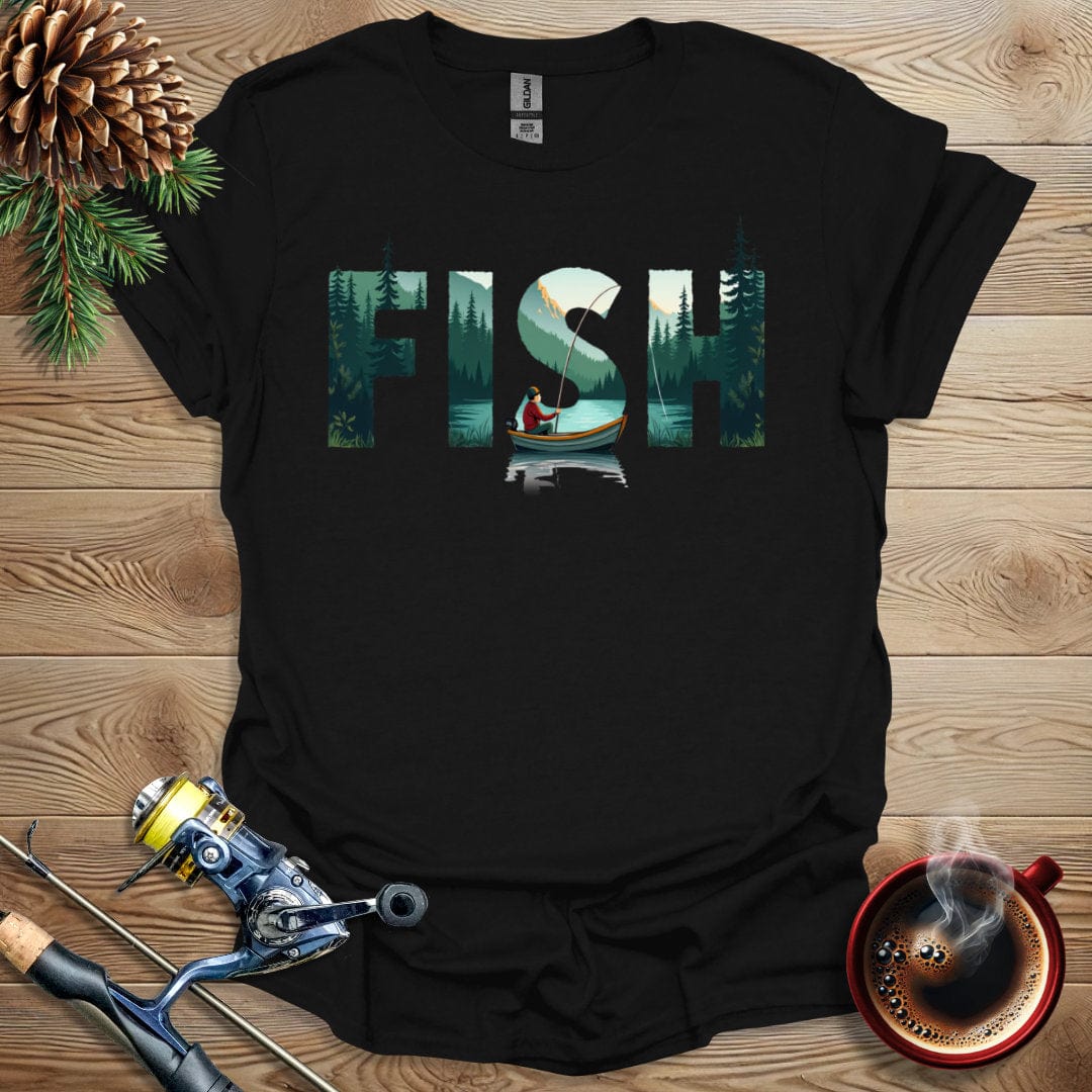 Printify T-Shirt Fish Text Design T-Shirt