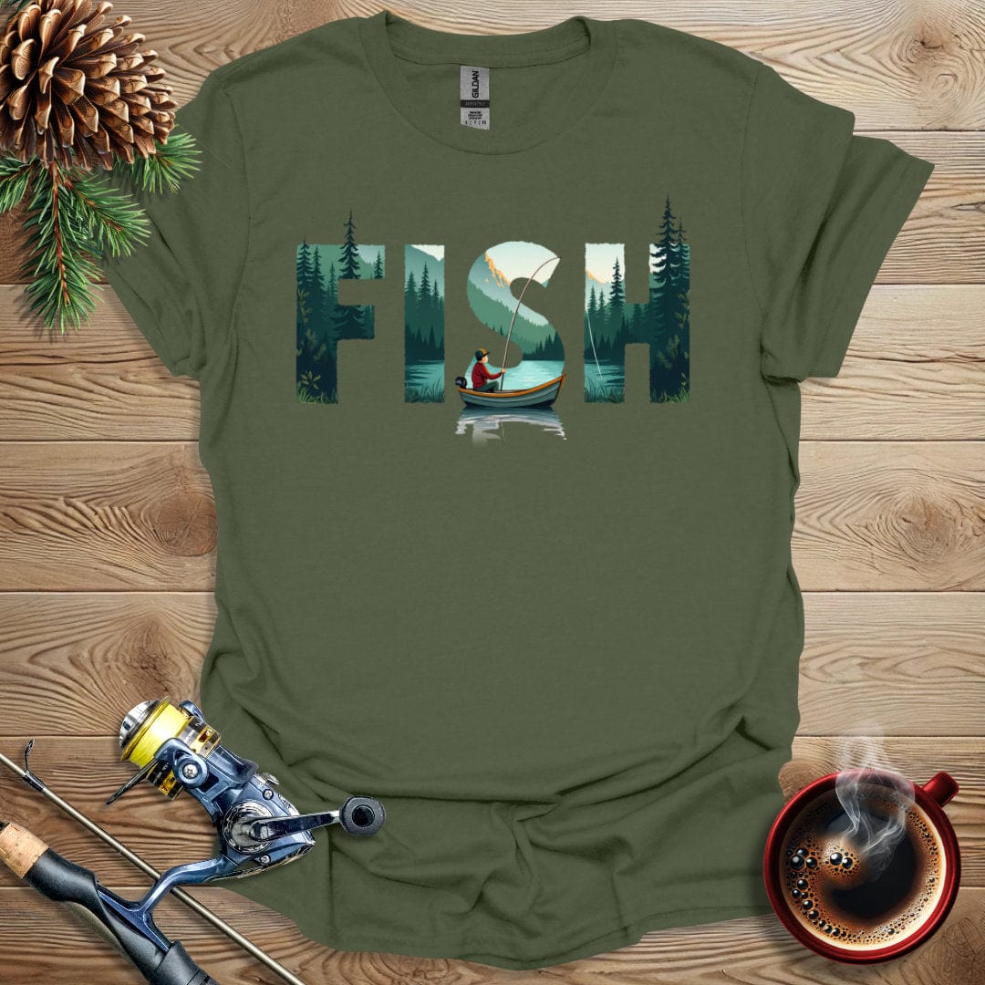 Printify T-Shirt Fish Text Design T-Shirt