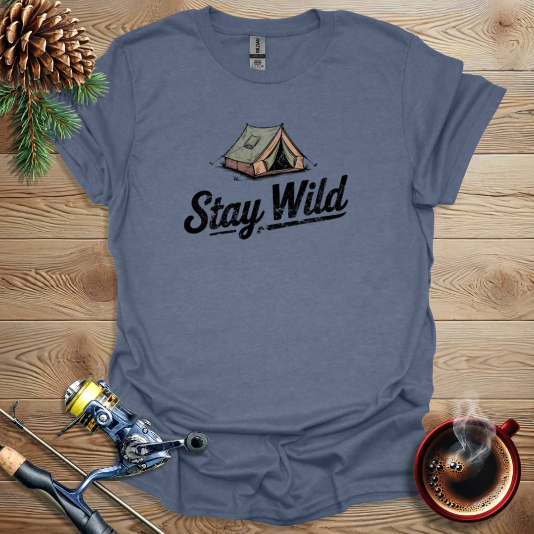 Printify T-Shirt Heather Indigo / S Stay Wild - Tent T-Shirt