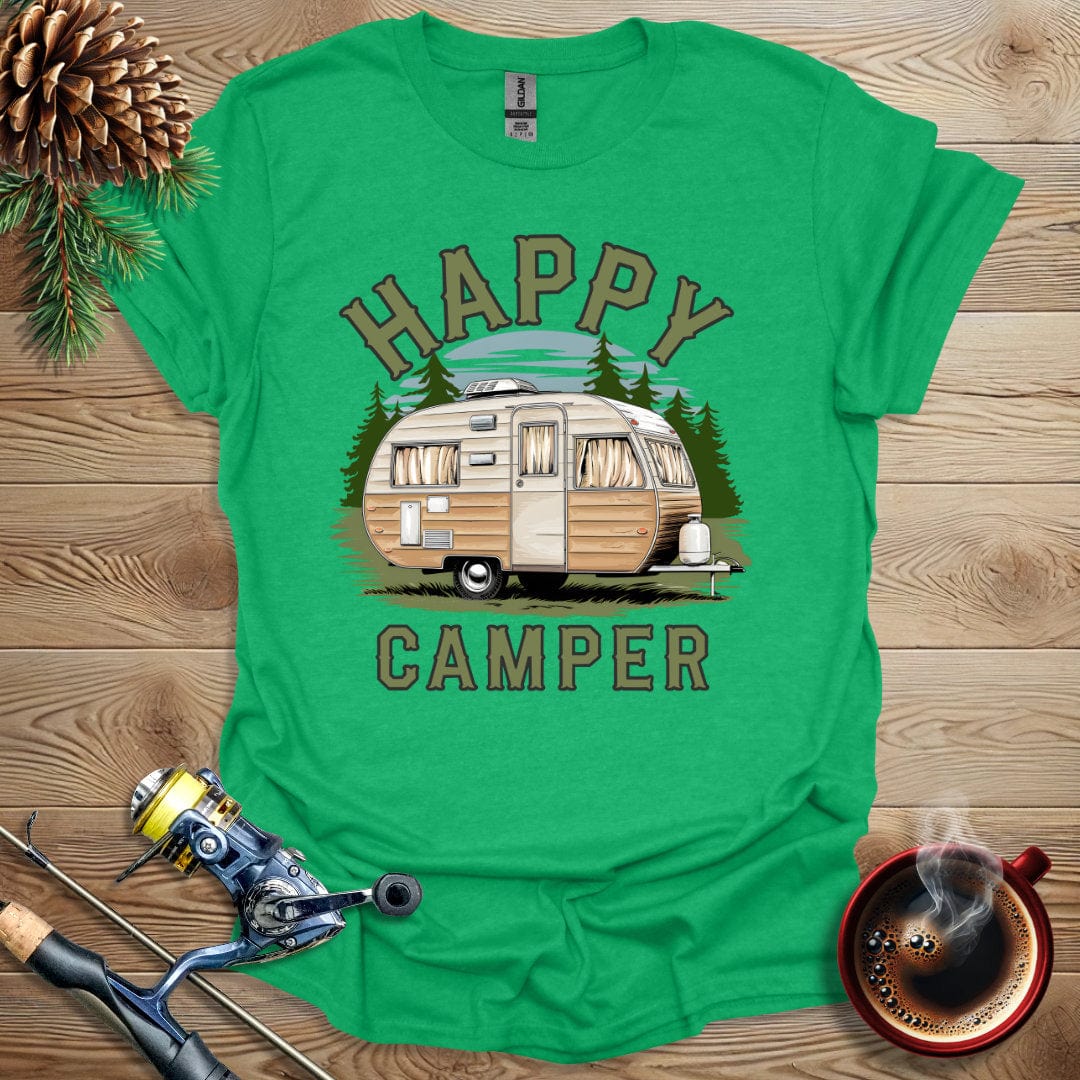 Printify T-Shirt Heather Irish Green / S Happy Camper_Color T-Shirt