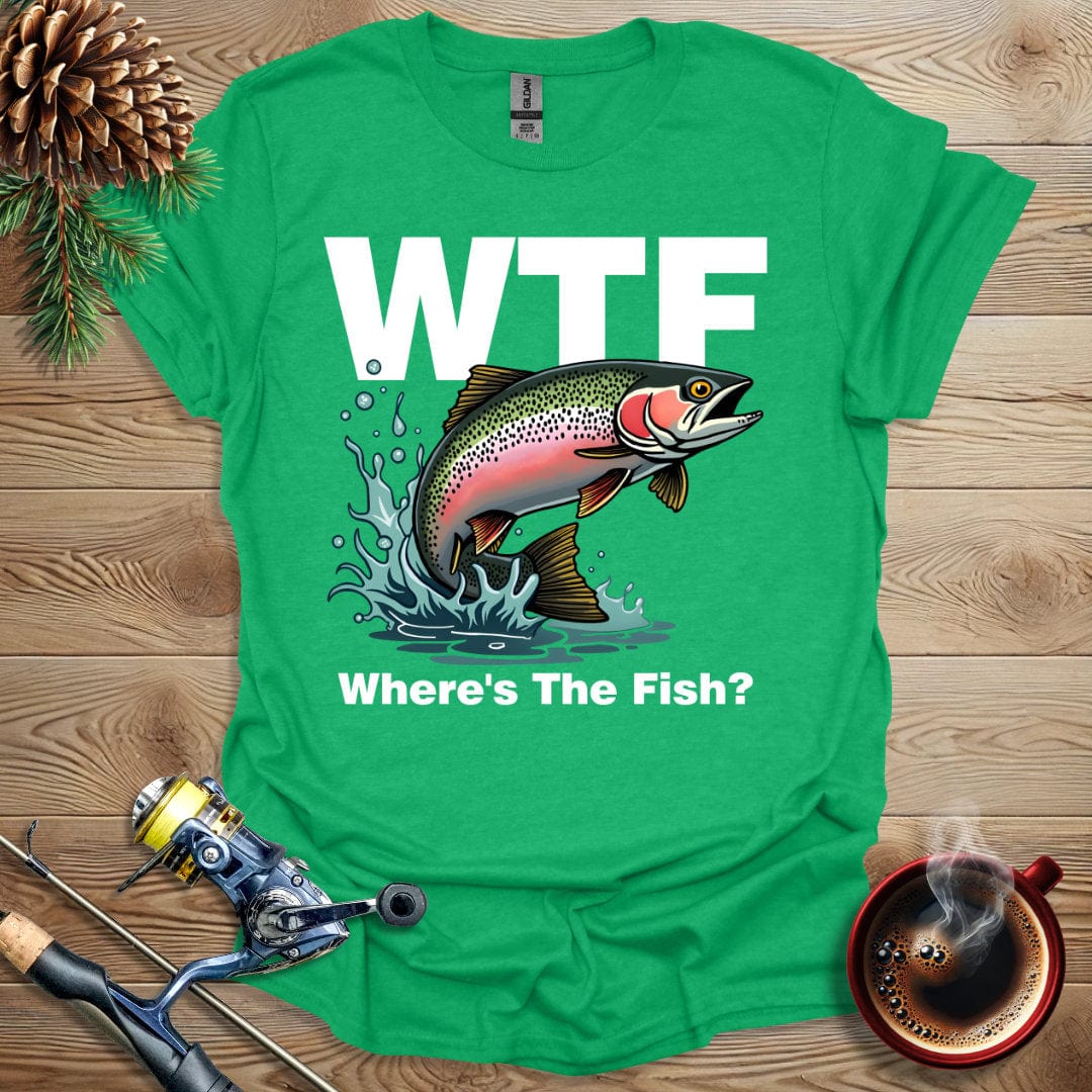 Printify T-Shirt Heather Irish Green / S WTF - Where's The Fish? T-Shirt
