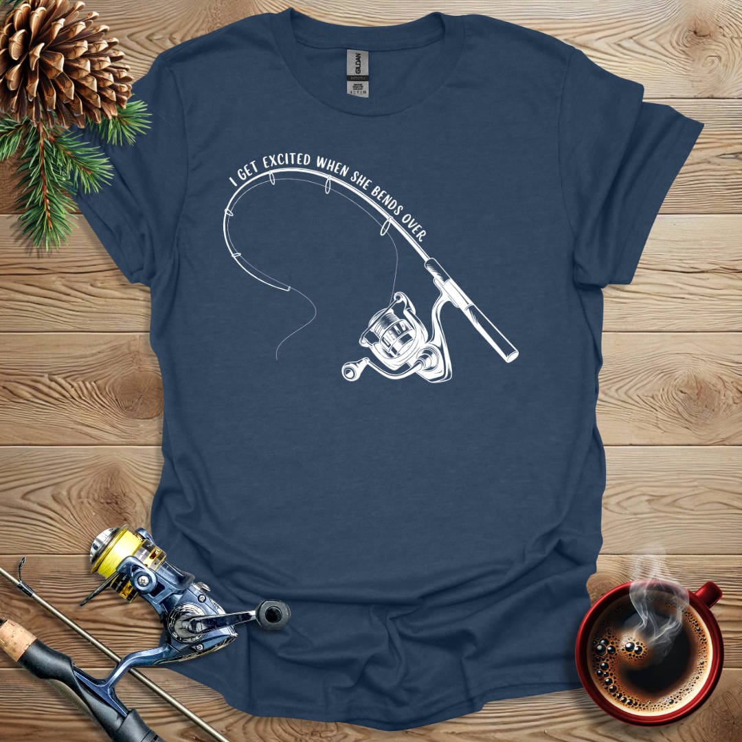Printify T-Shirt Heather Navy / S I Get Excited When She Bends Over T-Shirt
