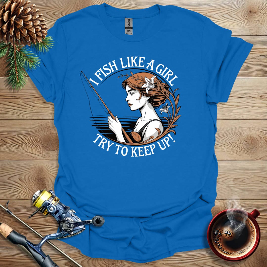 Printify T-Shirt I Fish Like A Girl_ Art Nouveau T-Shirt