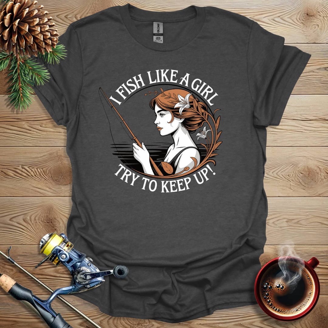 Printify T-Shirt I Fish Like A Girl_ Art Nouveau T-Shirt