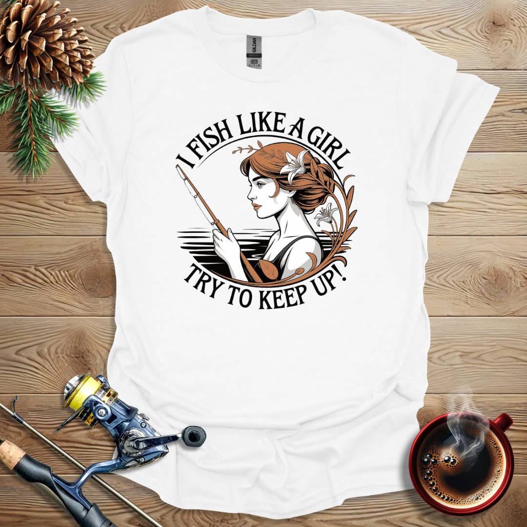 Printify T-Shirt I Fish Like A Girl_ Art Nouveau T-Shirt