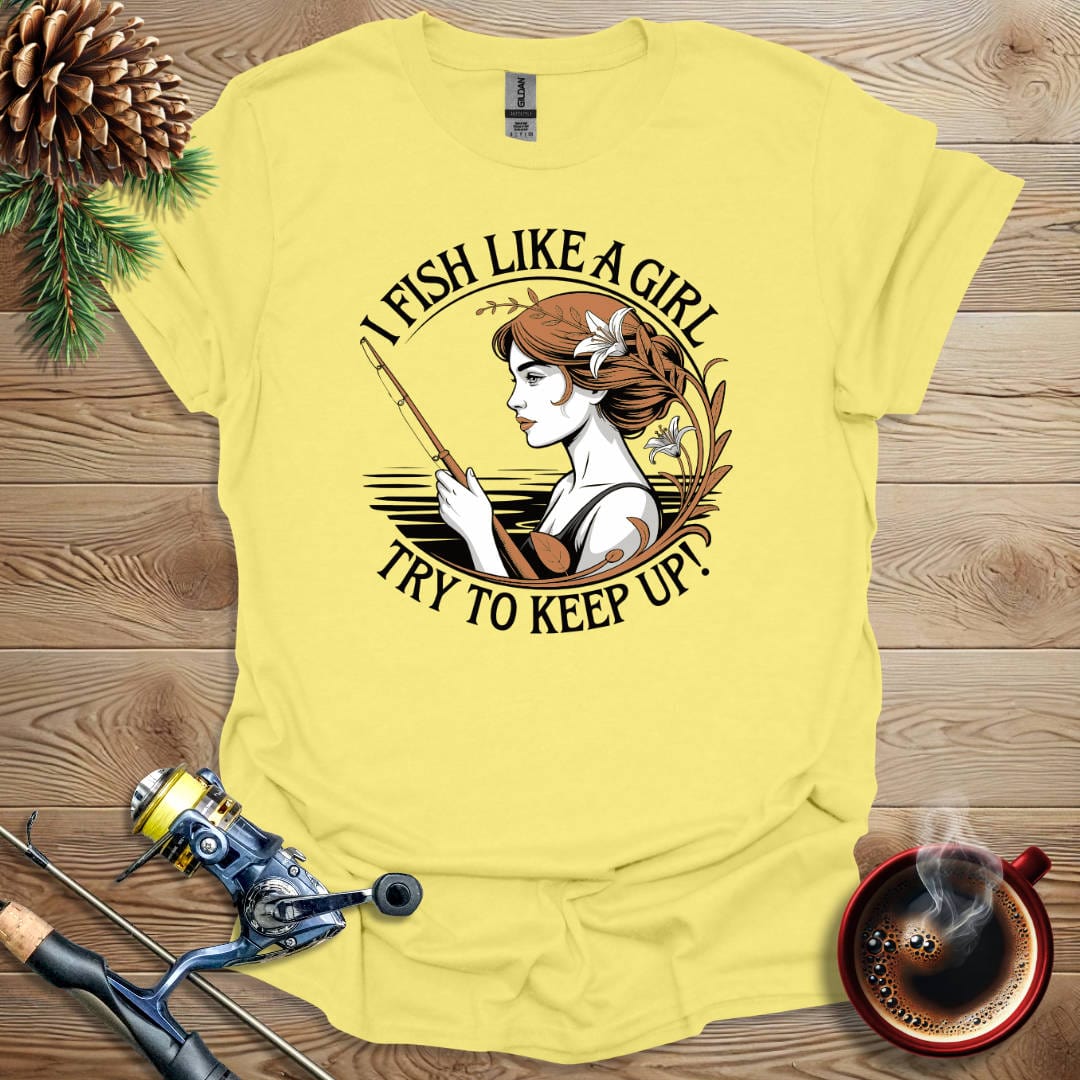 Printify T-Shirt I Fish Like A Girl_ Art Nouveau T-Shirt