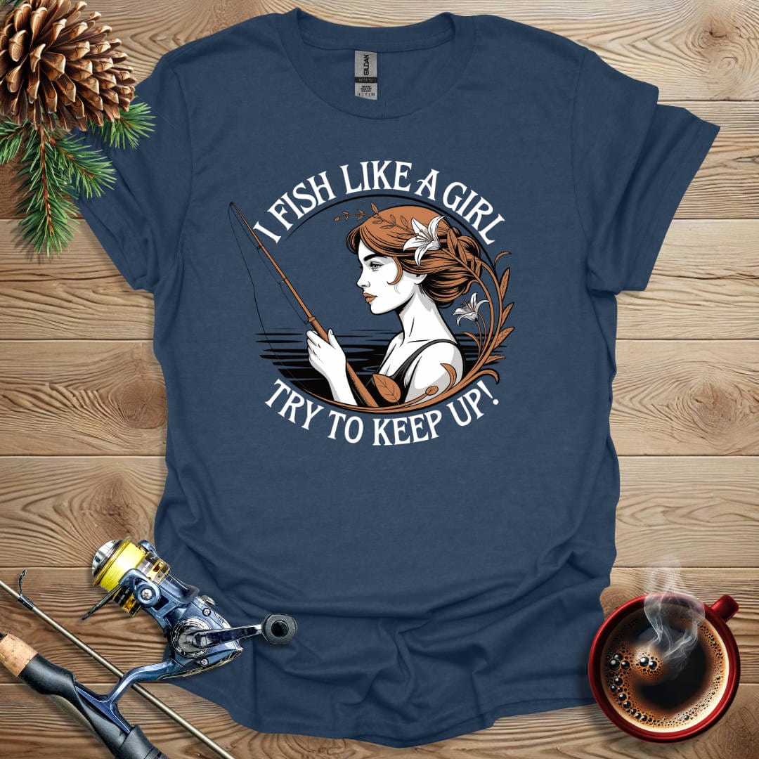 Printify T-Shirt I Fish Like A Girl_ Art Nouveau T-Shirt