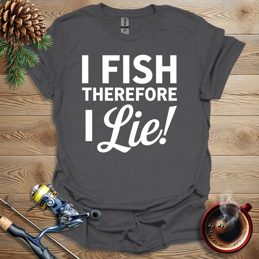 Printify T-Shirt I Fish Therefore I Lie B&W T-Shirt