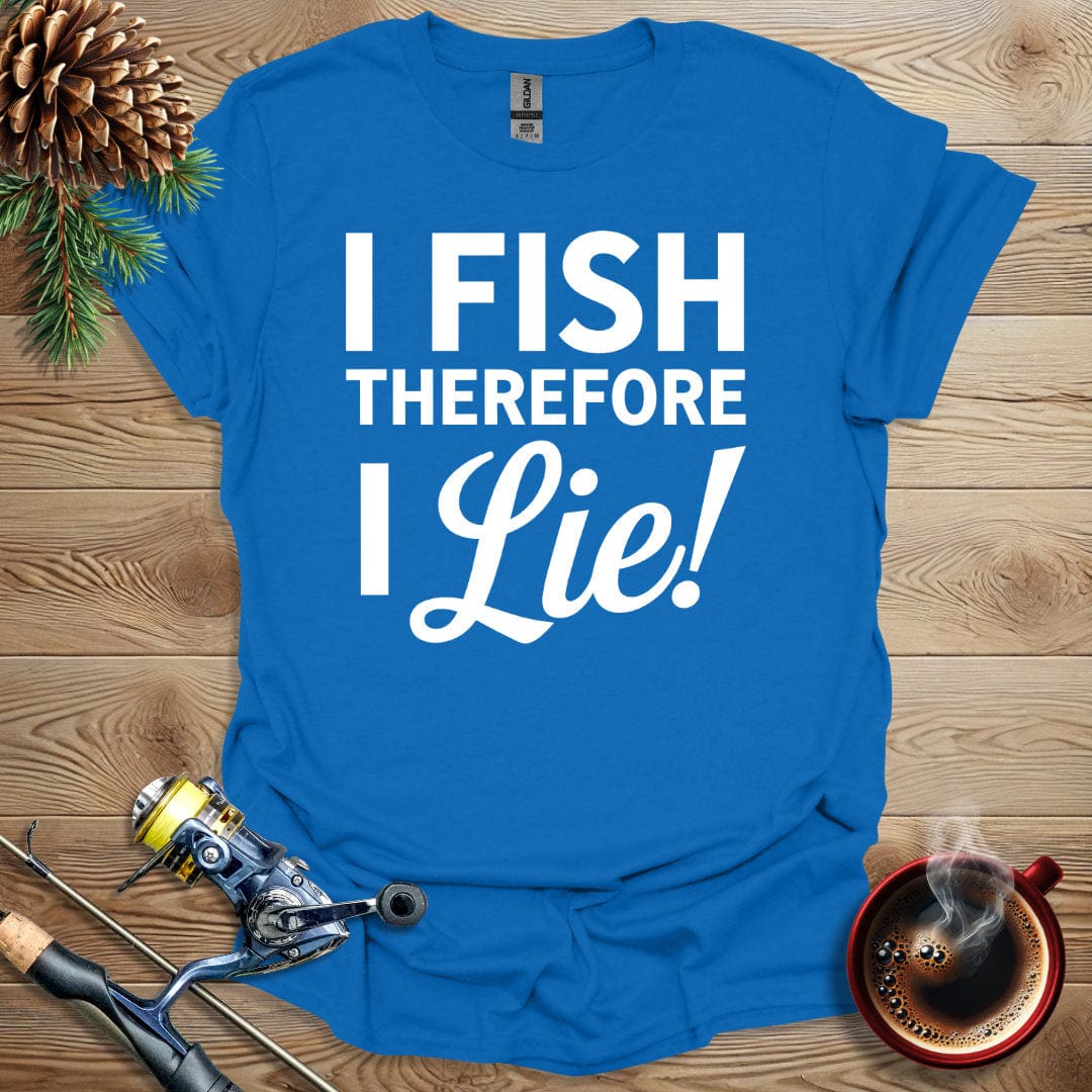 Printify T-Shirt I Fish Therefore I Lie B&W T-Shirt