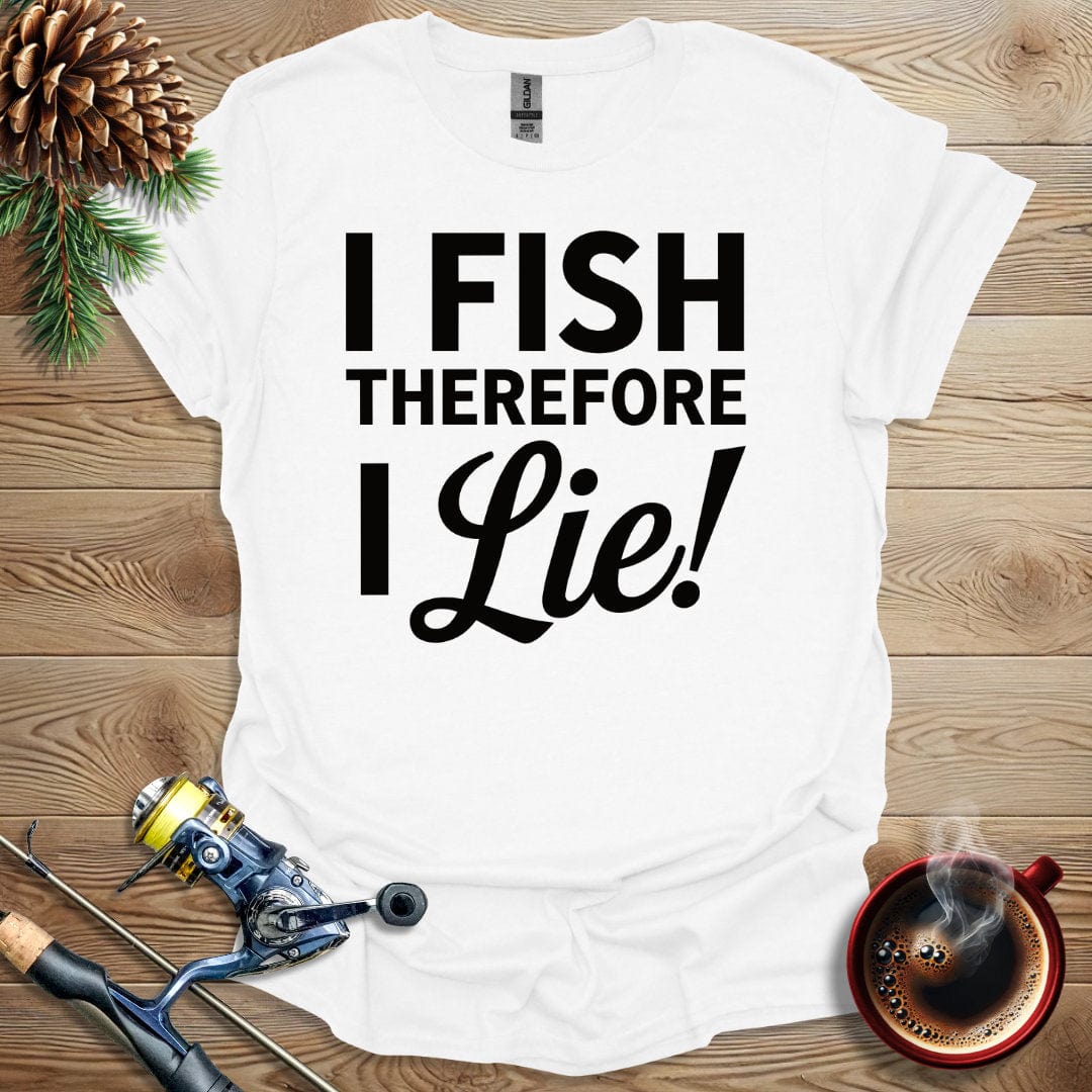 Printify T-Shirt I Fish Therefore I Lie B&W T-Shirt