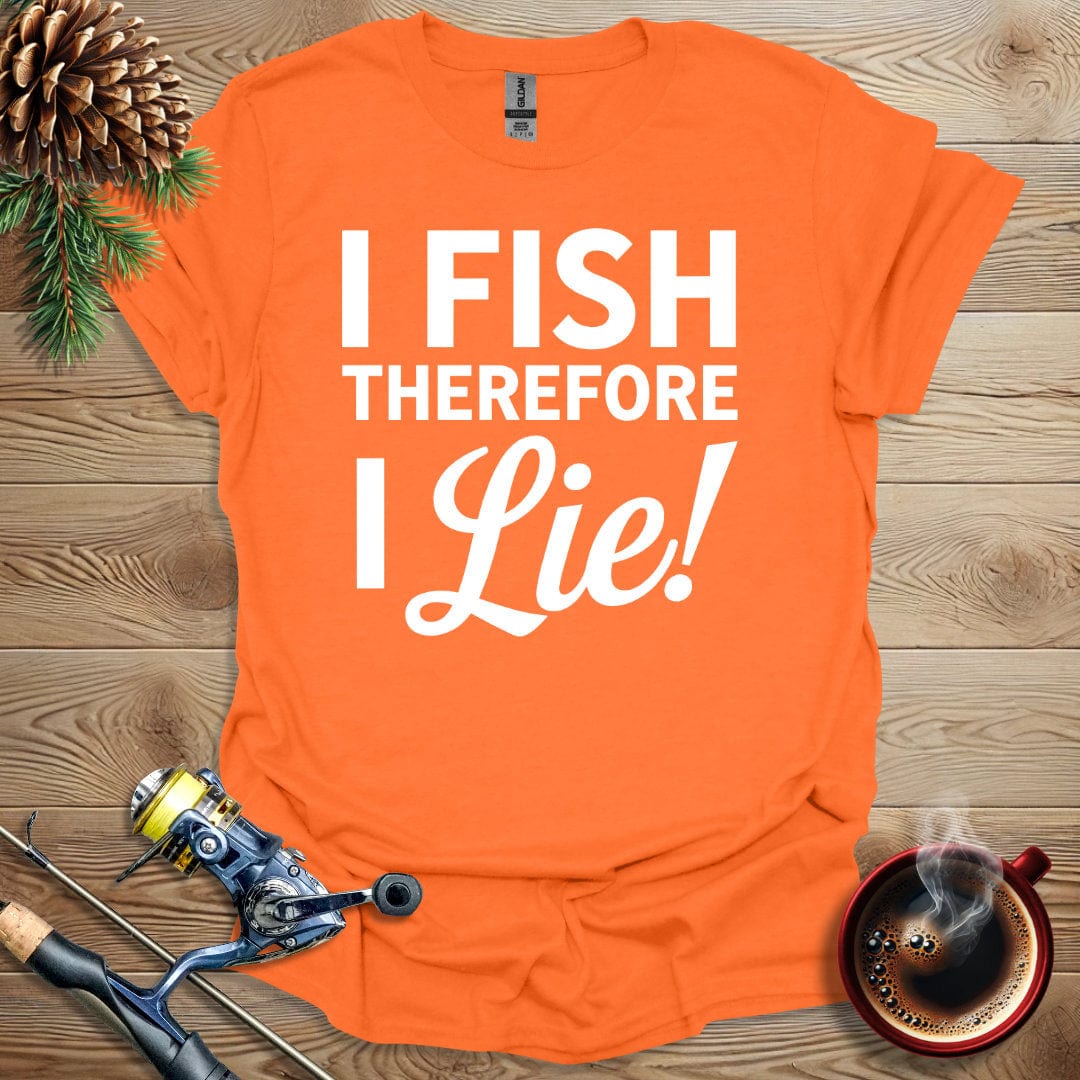 Printify T-Shirt I Fish Therefore I Lie B&W T-Shirt