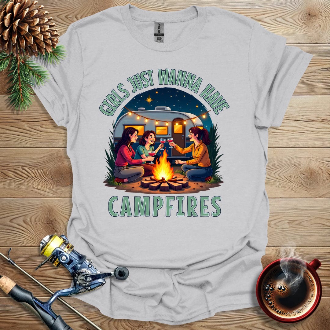 Printify T-Shirt Ice Grey / S Girls Just Wanna Have Campfires T-Shirt