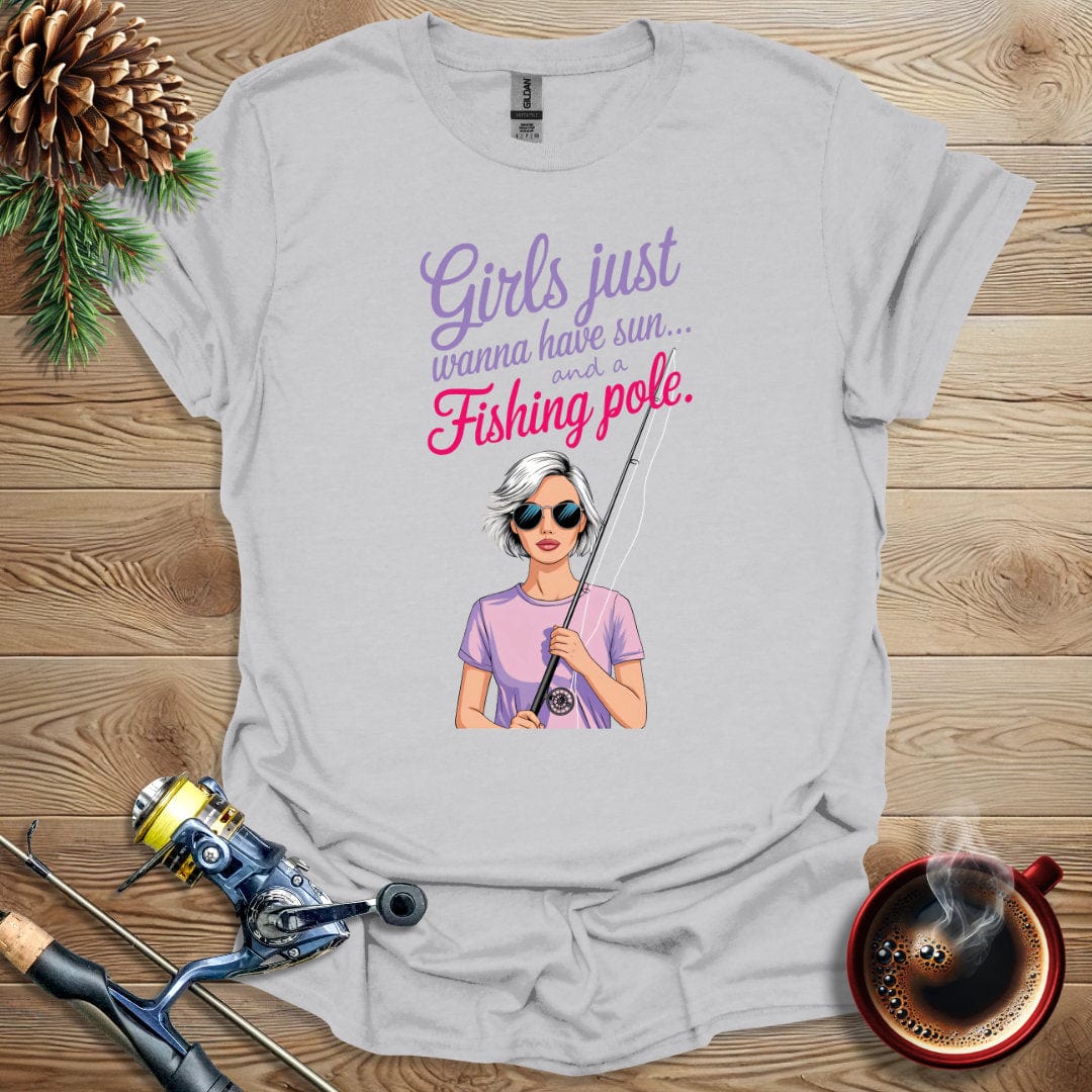 Printify T-Shirt Ice Grey / S Girls Just Wanna Have Sun and a Fishing Pole T-Shirt