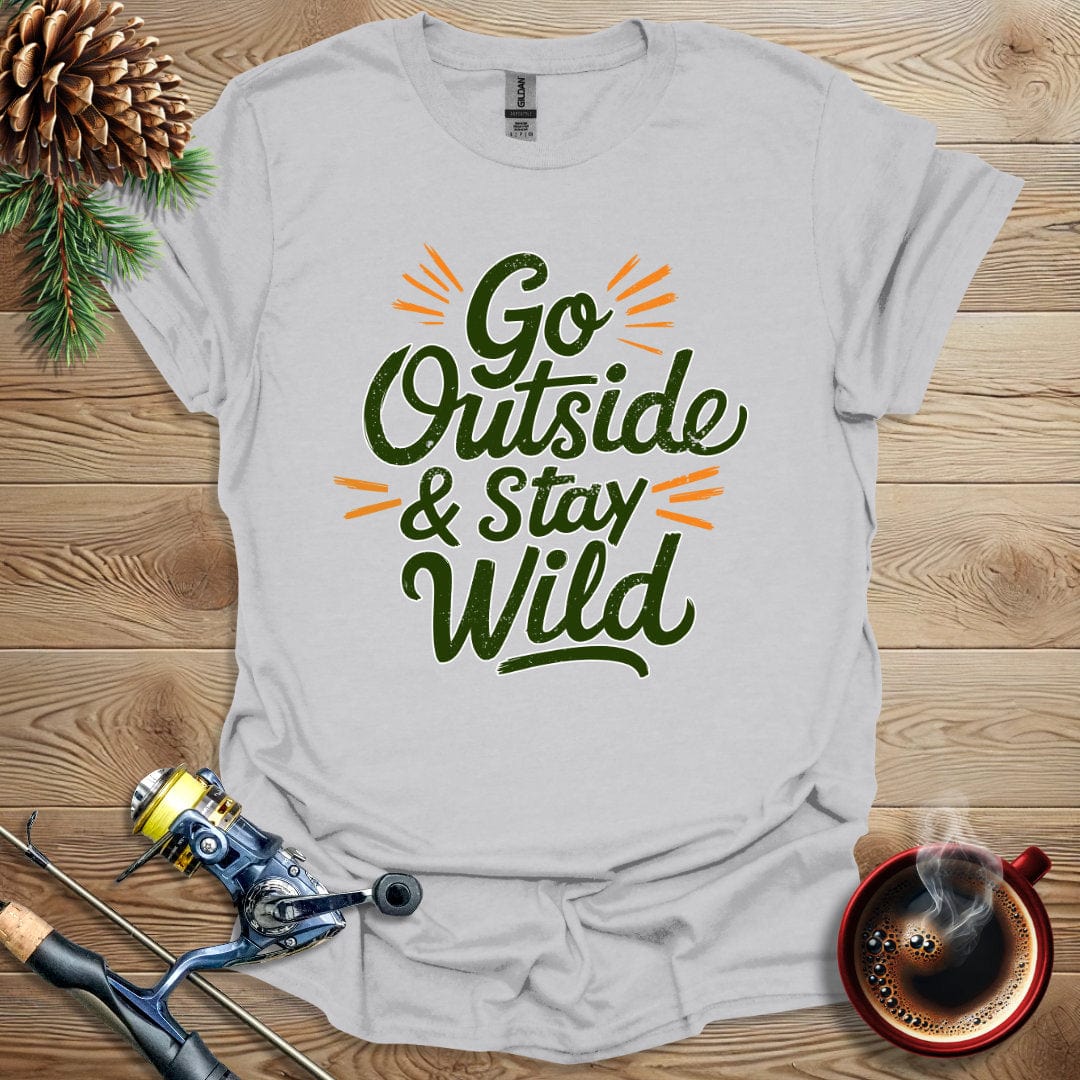 Printify T-Shirt Ice Grey / S Go Outside & Stay Wild - Text T-Shirt