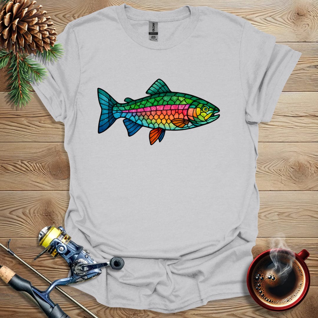 Printify T-Shirt Ice Grey / S Rainbow Trout - Stained Glass T-Shirt
