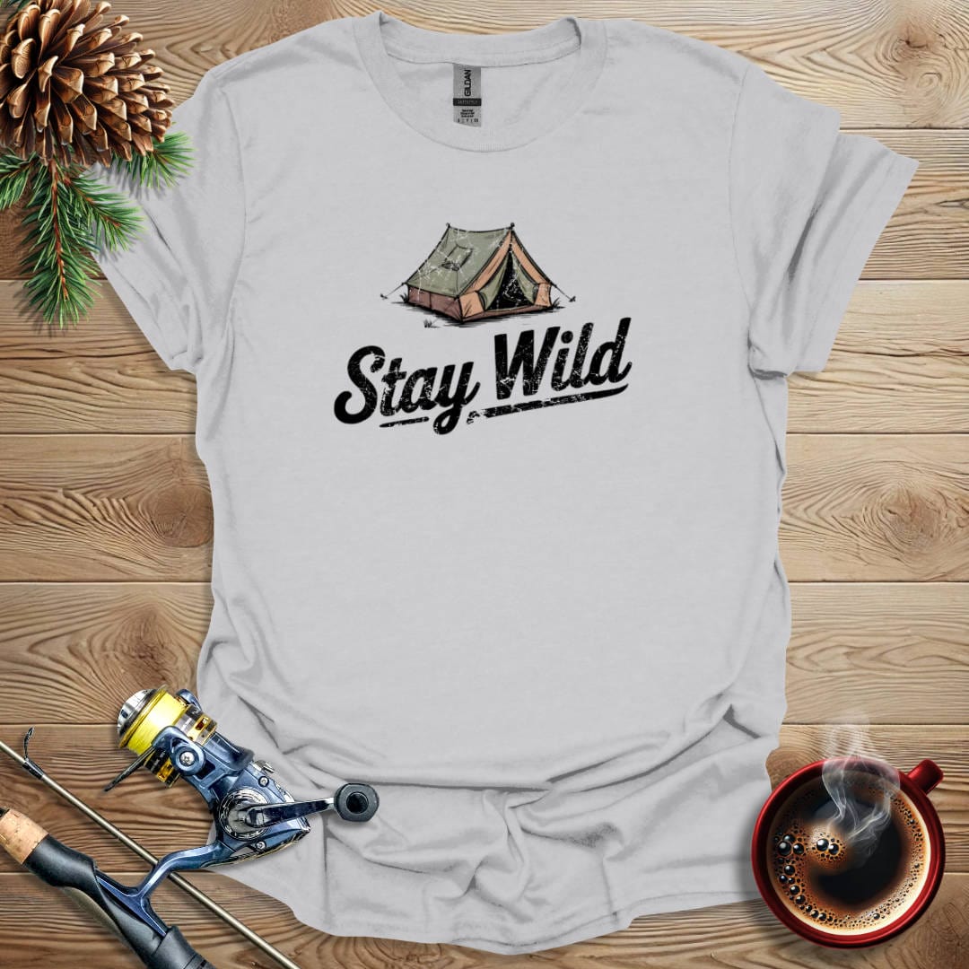 Printify T-Shirt Ice Grey / S Stay Wild - Tent T-Shirt