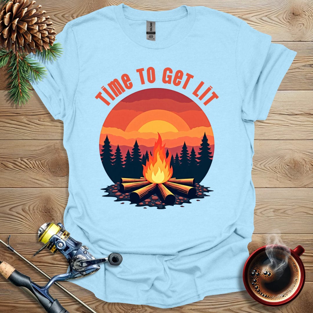Printify T-Shirt Light Blue / S Time To Get Lit T-Shirt