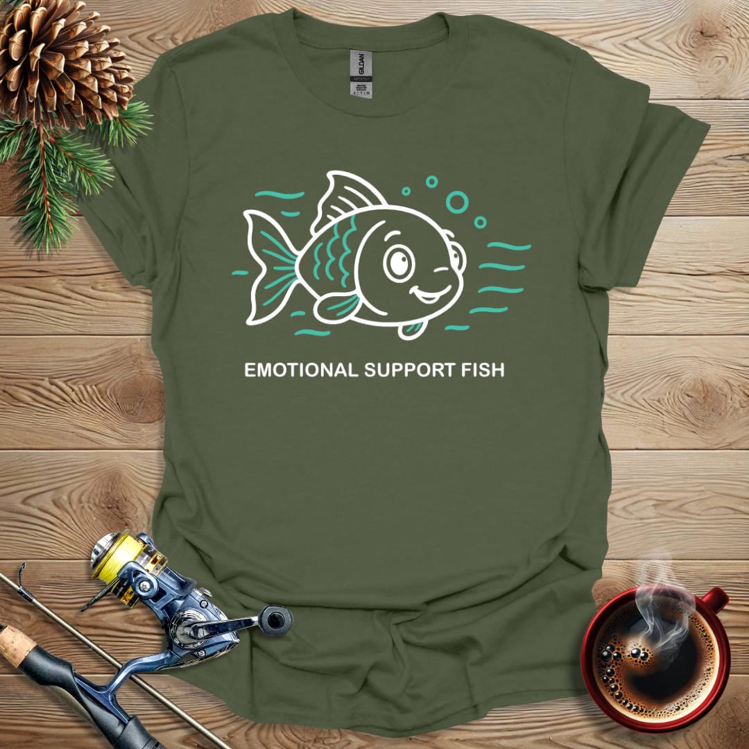 Printify T-Shirt Military Green / S Emotional Support Fish T-Shirt