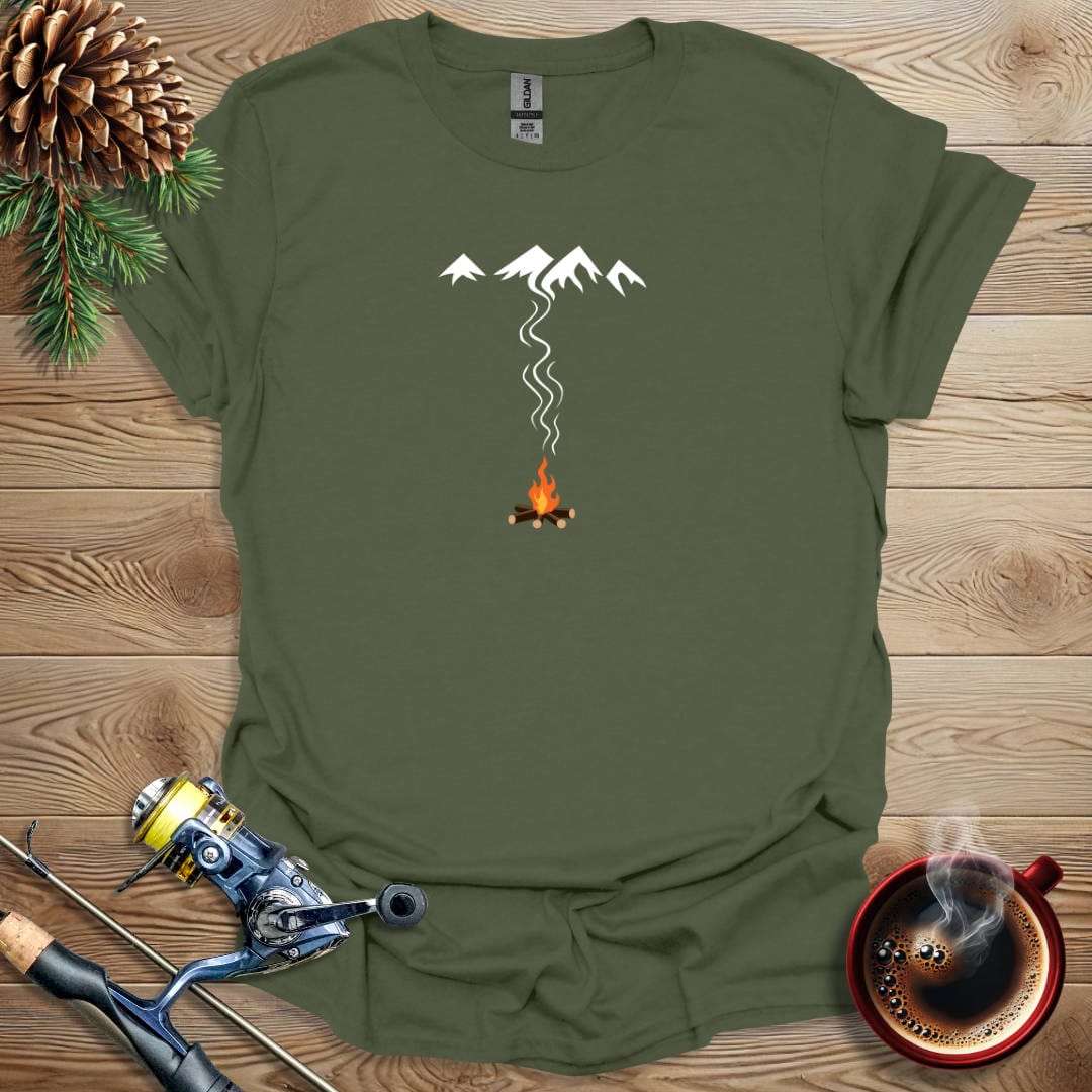 Printify T-Shirt Military Green / S Fire Mountain T-Shirt