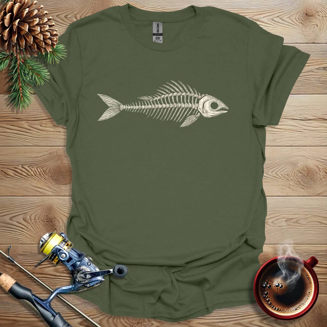 Printify T-Shirt Military Green / S Fish Bones T-Shirt