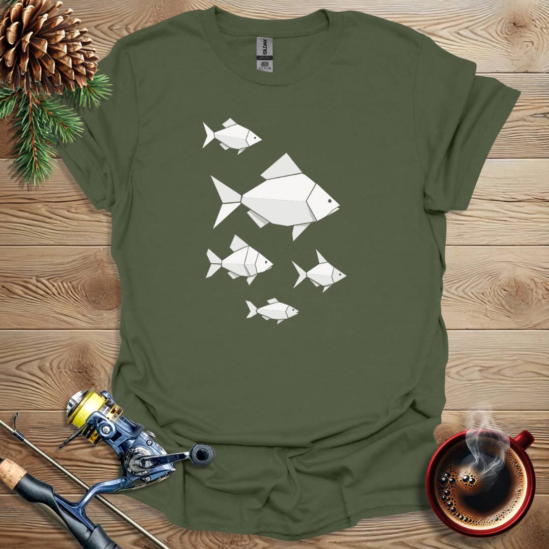 Printify T-Shirt Military Green / S Geometric Fish T-Shirt