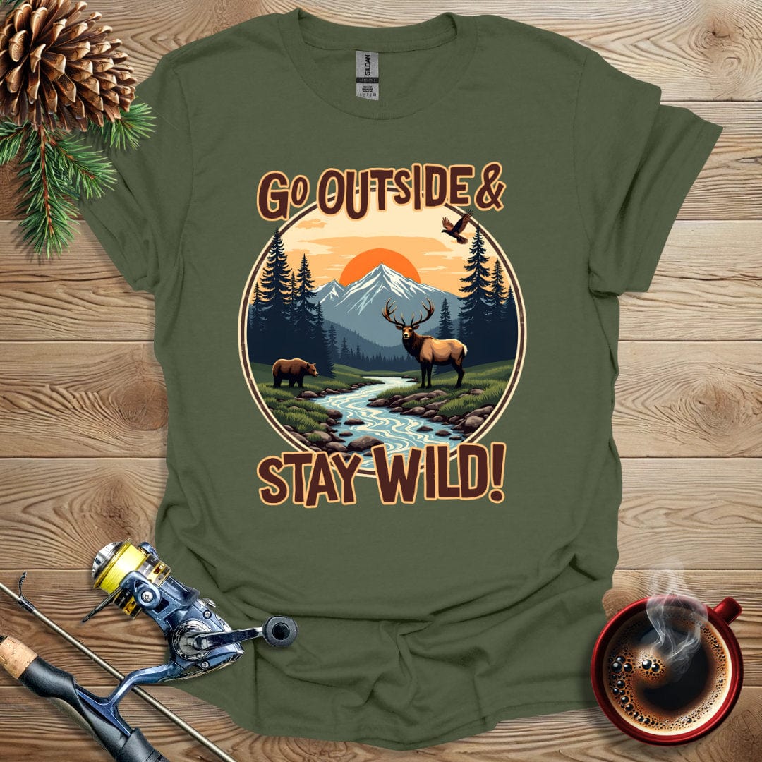 Printify T-Shirt Military Green / S Go Outside & Stay Wild T-Shirt