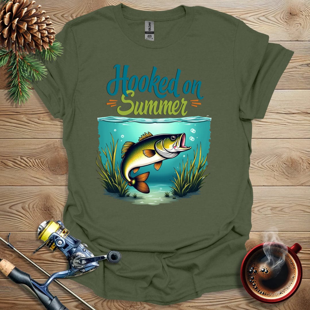 Printify T-Shirt Military Green / S Hooked On Summer T-Shirt